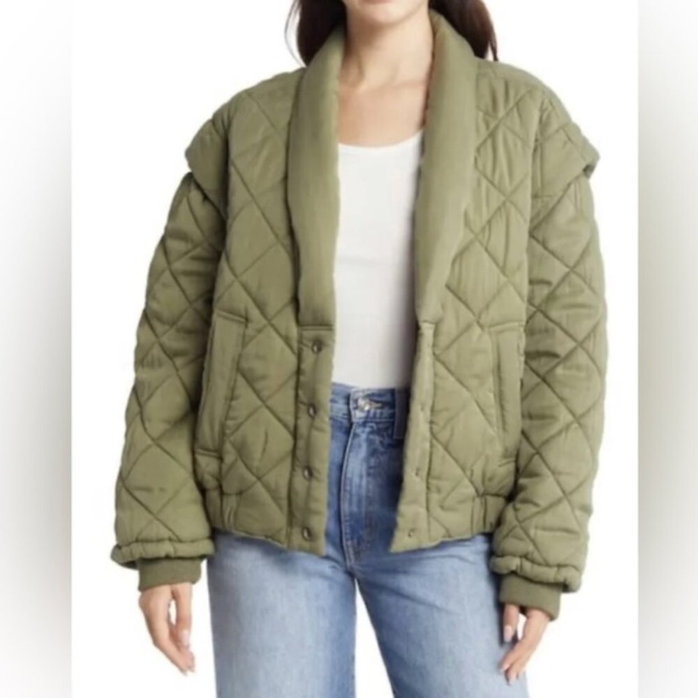 BLANKNYC Quilted Drop Shoulder Jacket Green Size Small